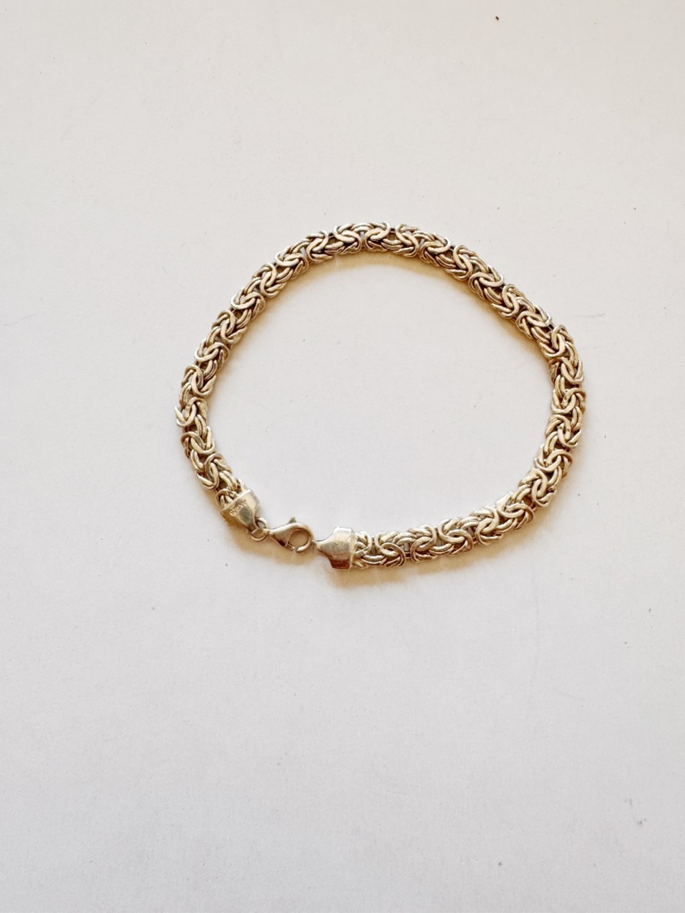 AK Turkey 925 Sterling Silver Byzantine Chain Bracelet 7.5 Inch Lightweight 6.7g